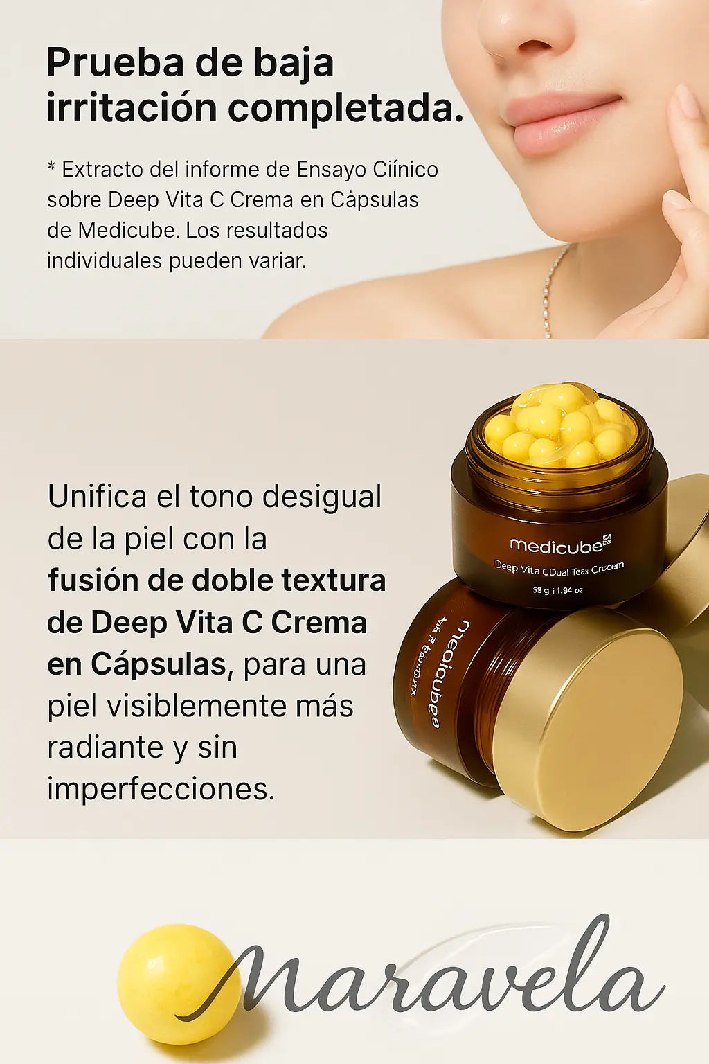 Crema Antioxidante con Cápsulas de Vitamina C – Hidratación y Luminosidad - Maravela