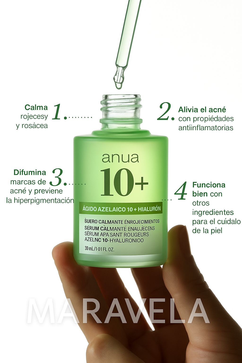 Suero Calmante Para el Enrojecimiento Con Ácido Hialurónico - Maravela