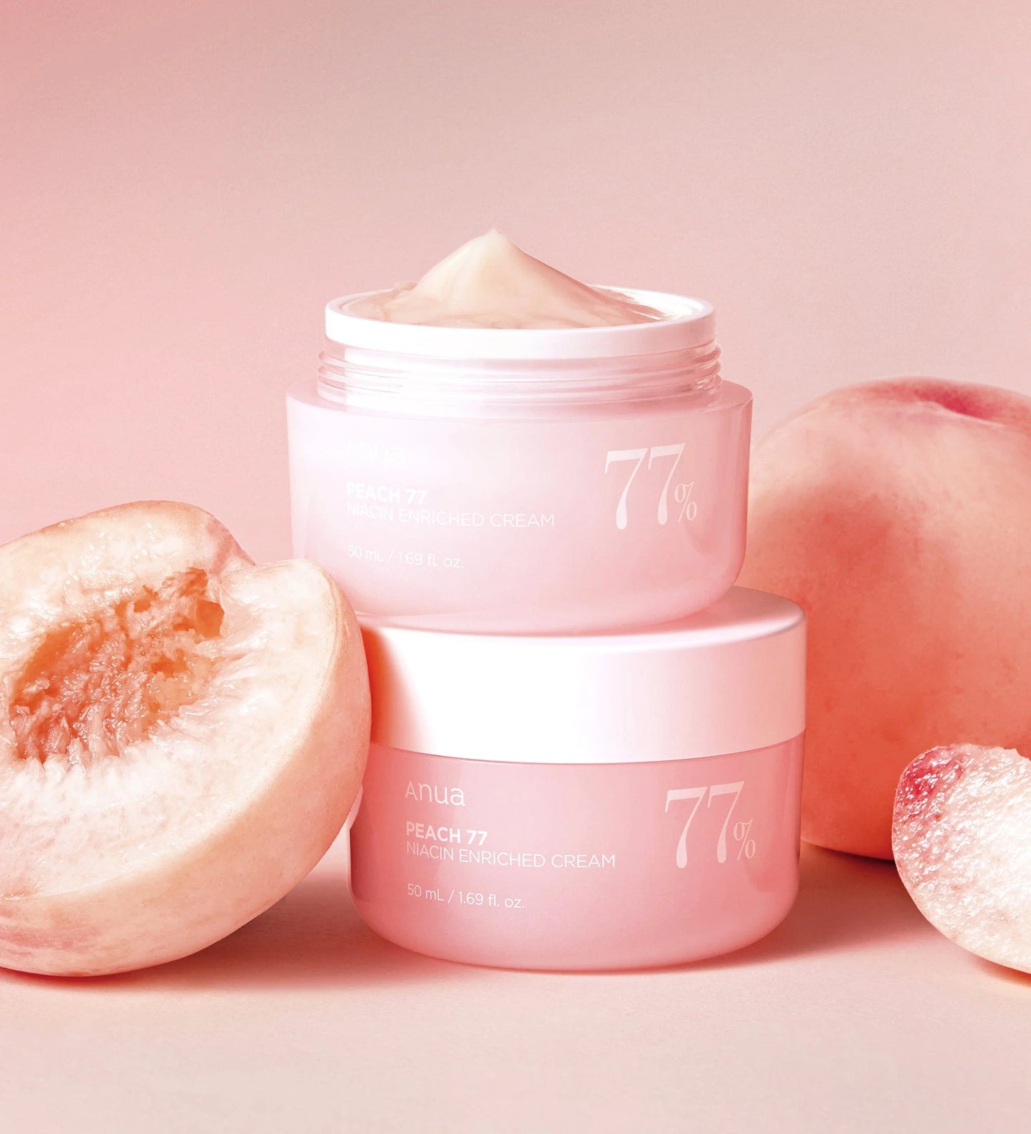 Crema Facial Iluminadora e Hidratante Con 77% de Extracto de Durazno y Niacinamida