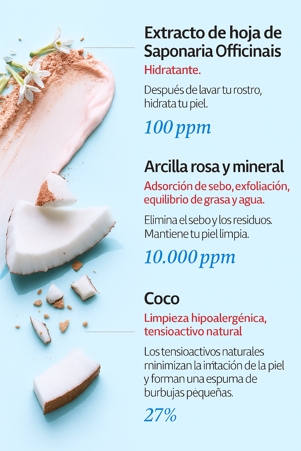 Espuma Limpiadora De Arcilla De Coco